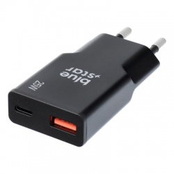 Blue Star Φορτιστής Χωρίς Καλώδιο GaN με Θύρα USB-A και Θύρα USB-C 25W Power Delivery / Quick Charge 4.0 Μαύρος (TFK-SC-25WAC)