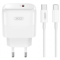 XO L136 ΦΟΡΤΙΣΤΗΣ PD20W, 1 ΘΥΡΑ, ΜΕ ΚΑΛΩΔΙΟ TYPE-C ΣΕ TYPE-C, ΛΕΥΚΟ