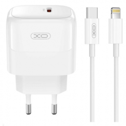 XO L136 ΦΟΡΤΙΣΤΗΣ PD20W, 1 ΘΥΡΑ, ΜΕ ΚΑΛΩΔΙΟ TYPE-C ΣΕ LIGHTNING, ΛΕΥΚΟ