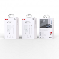 XO Φορτιστής και Καλώδιο USB-C - USB-C 25W Power Delivery Λευκός (CE25)