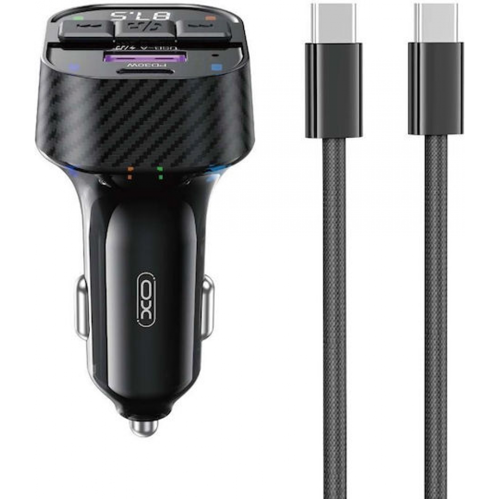 XO BCC17 Smart Bluetooth MP3 A+C Dual Port PD30W Φορτιστής Αυτοκινήτου με καλώδιο Type-C XO BCC17 Smart Bluetooth MP3 A+C Dual Port PD30W Φορτιστής Αυτοκινήτου με καλώδιο Type-C