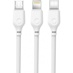 XO NB103 2.0A 3 σε 1 Καλώδιο USB Λευκό