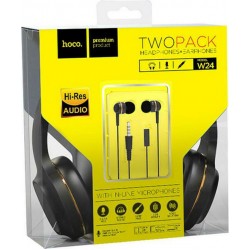 HOCO headphones W24 Enlighten headphones με mic set gold
