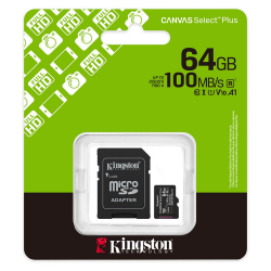 Kingston Canvas Select Plus microSDHC 64GB Class 10 U1 V10 A1 UHS-I με αντάπτορα Kingston Canvas Select Plus microSDHC 64GB Class 10 U1 V10 A1 UHS-I με αντάπτορα