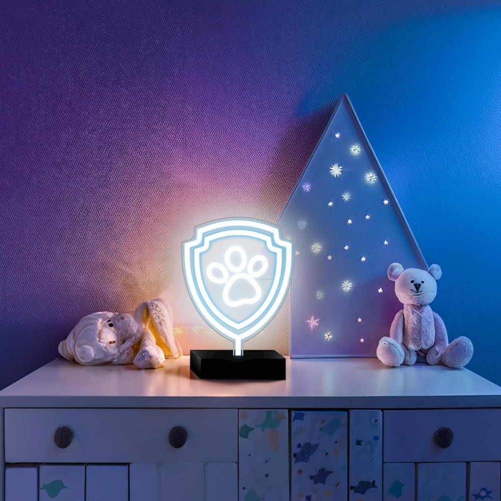 Paw Patrol Neon LED Επιτραπέζιο Φωτιστικό σε Βάση – Ασπίδα Chase 24cm