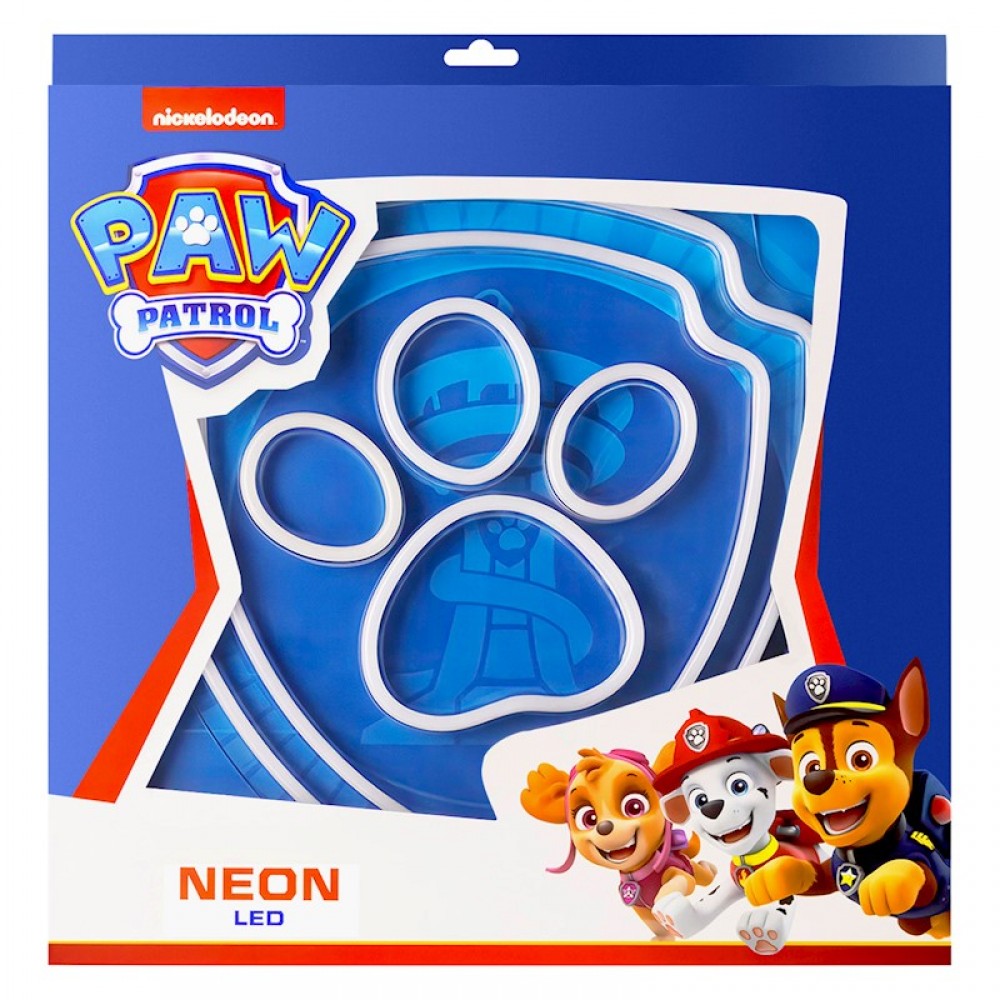 Paw Patrol Neon LED Επιτραπέζιο Φωτιστικό σε Βάση – Ασπίδα Chase 24cm