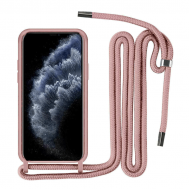 Back Cover Σιλικόνης με Λουράκι για Apple Iphone 13 6.1 - Χρώμα: Ροζ