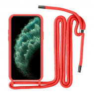 Back Cover Σιλικόνης με Λουράκι για Samsung A325F Galaxy A32 4G - Χρώμα: Κόκκινο