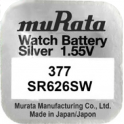 MURATA μπαταρία Silver Oxide για ρολόγια SR626SW, 1.55V, No 377, 1τμχ