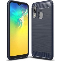 Hurtel Carbon Brushed Back Cover Σιλικόνης Μπλε (Galaxy A20e)