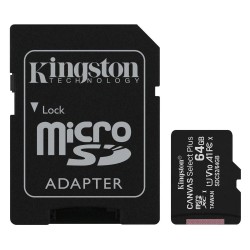 Kingston Canvas Select Plus microSDXC 64GB Class 10 U1 V10 A1 UHS-I με αντάπτορα