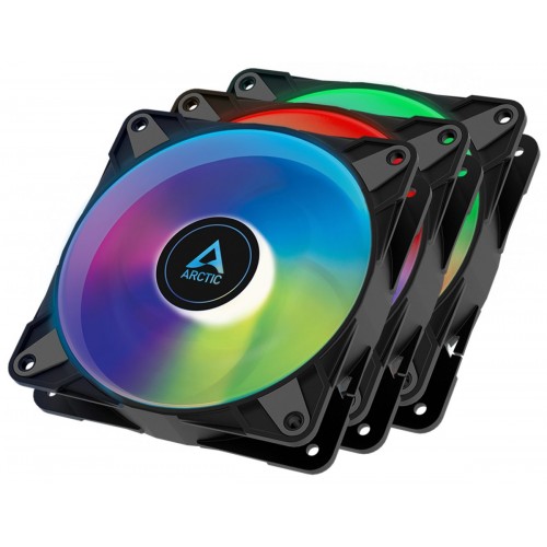 Arctic P12 PWM PST A-RGB - 3 Case Fans 0dB 120mm Pressure optimized PWM controlled speed with PST-A