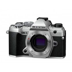 Olympus OM-5 body silver, BLS-50 Battery, Eyecup, USB-AC Adapter