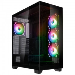 Kolink Unity Arena ARGB Midi Tower Showcase - Black E-ATX 420mm clearance with 4 ARGB Fans