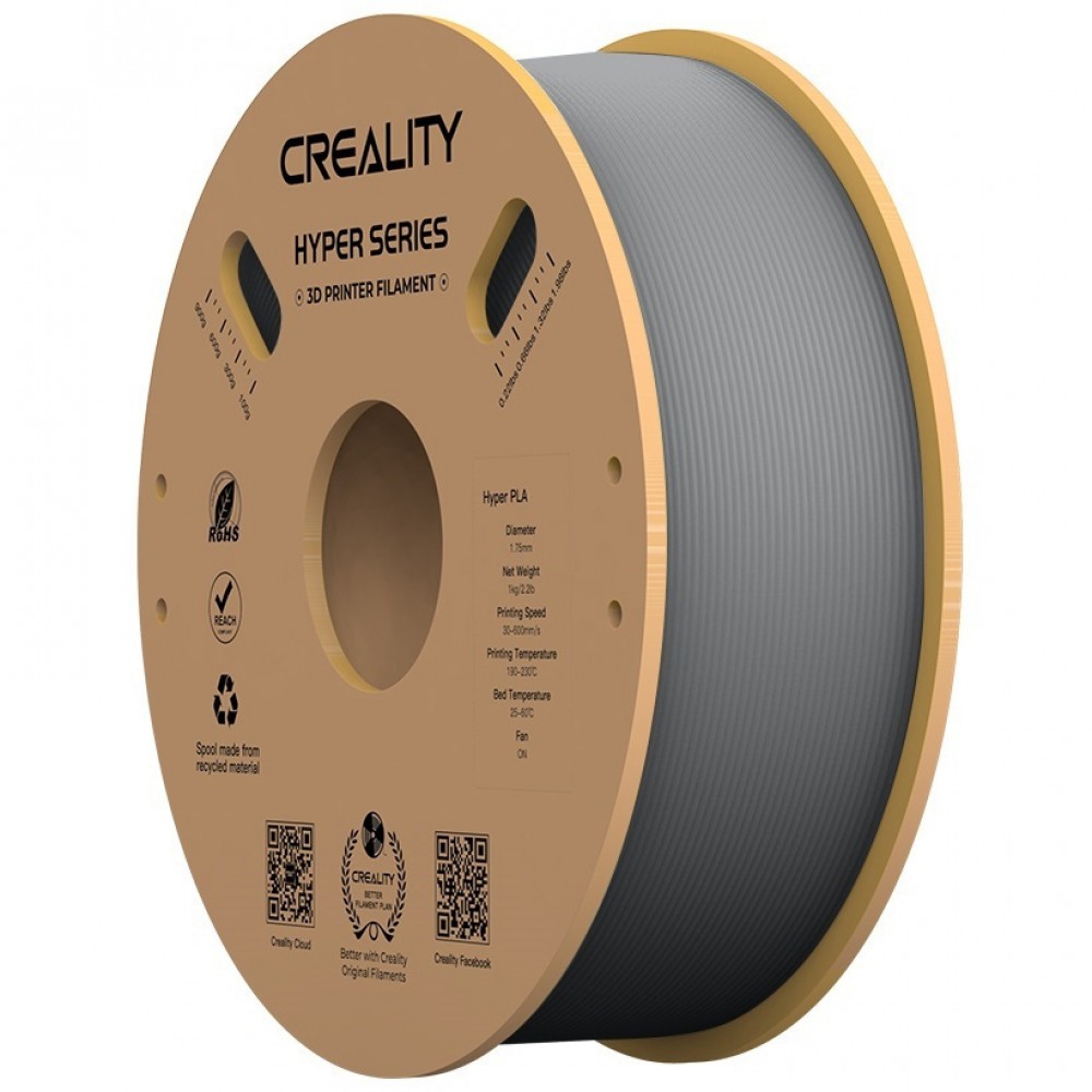 Creality Hyper PLA Grey 3D Printer Filament, High Speed, 1 kg Spool1.75 3301010340 gray Creality Hyper PLA Grey 3D Printer Filament, High Speed, 1 kg Spool1.75 3301010340 gray