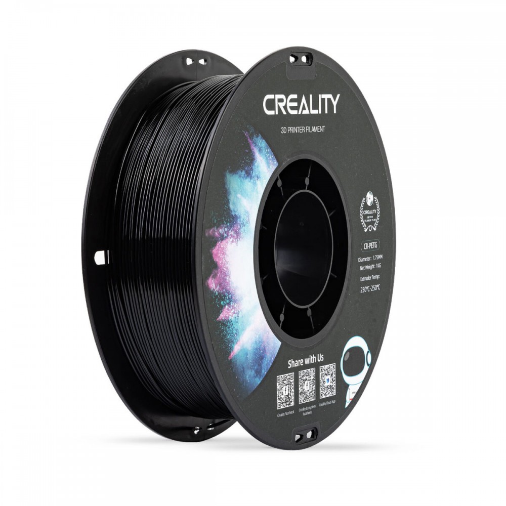 Creality CR-PETG Black 3D Printer Filament, Hard Glossy, Tensile Str. 49MPA, 1 kg Spool1.75 Creality CR-PETG Black 3D Printer Filament, Hard Glossy, Tensile Str. 49MPA, 1 kg Spool1.75