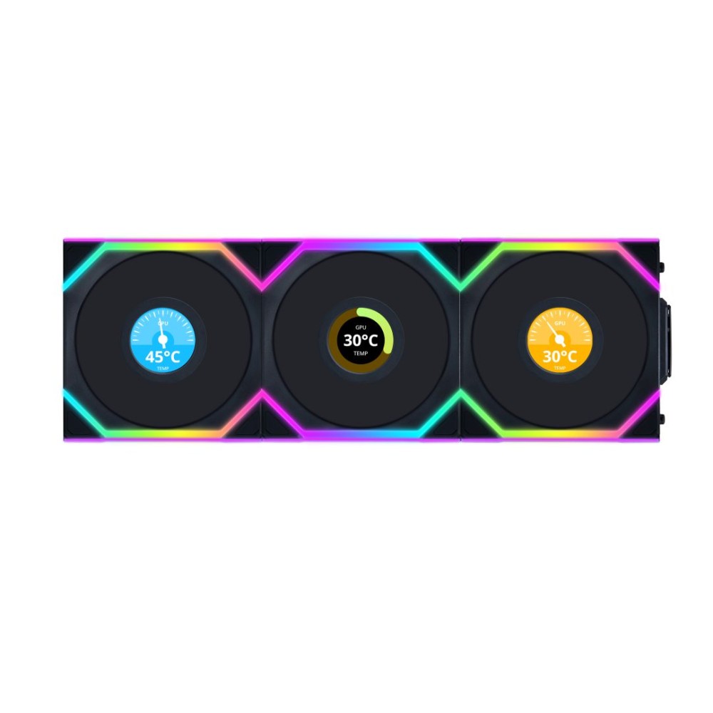 Lian Li UNIFAN SL Wireless LCD 120 -3PCS Reverse Black (Triple pack include Controller) - Case Fan Lian Li UNIFAN SL Wireless LCD 120 -3PCS Reverse Black (Triple pack include Controller) - Case Fan