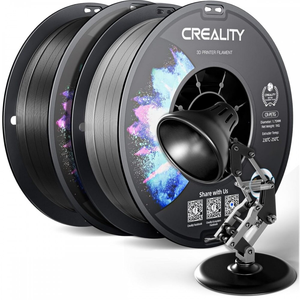Creality CR-PETG Value Pack 2kg - Black & Gray 3D Printer Filament (Black+Grey)