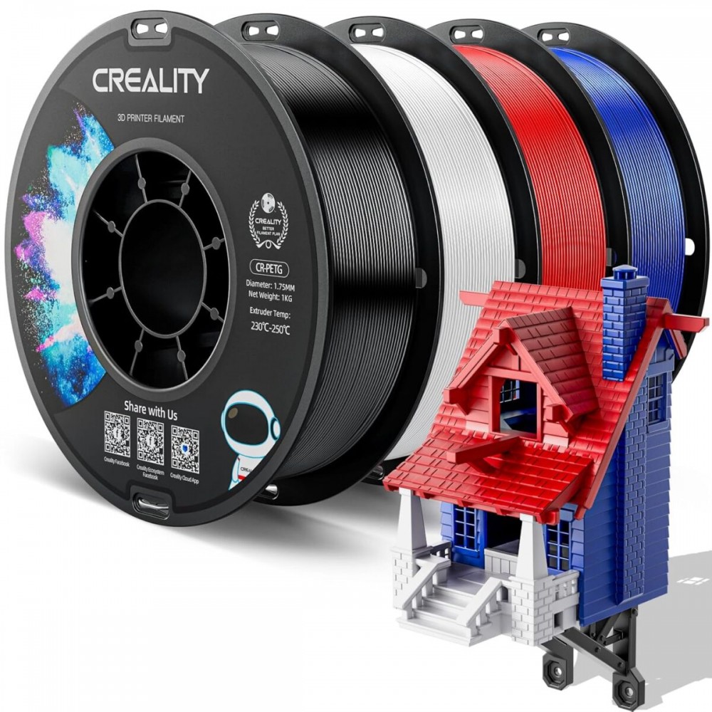 Creality CR-PETG Value Pack 4kg - Black & White & Red & Blue 3D Printer Filament no reel Creality CR-PETG Value Pack 4kg - Black & White & Red & Blue 3D Printer Filament no reel