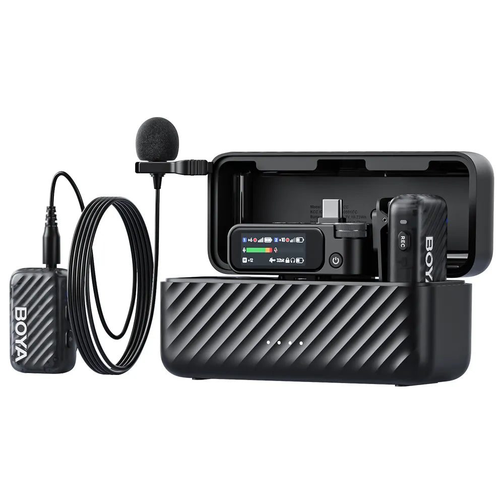 BOYAMIC 2-01 Wireless HD 2xLavalier Microphone USB-C &Camera 2x RXs 32bit Float Onboard Rec 300m 15h BOYAMIC 2-01 Wireless HD 2xLavalier Microphone USB-C &Camera 2x RXs 32bit Float Onboard Rec 300m 15h
