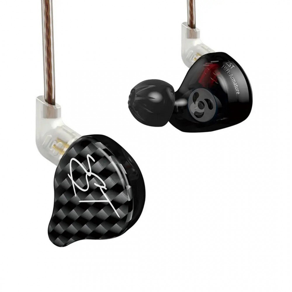 KZ ZST Black No Mic - IEM 3,5 In Ear Monitor Earphones, Dynamic Hybrid Dual Driver 1BA+1DD KZ ZST Black No Mic - IEM 3,5 In Ear Monitor Earphones, Dynamic Hybrid Dual Driver 1BA+1DD