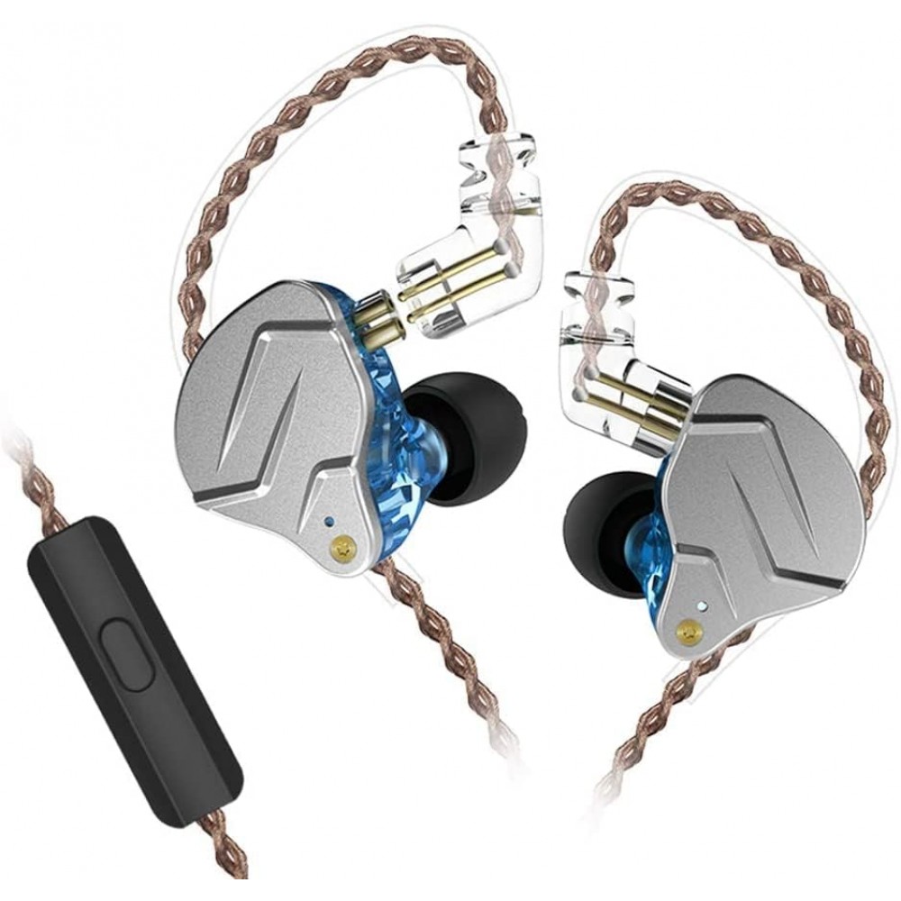 KZ ZSN PRO Blue Mic - IEM 3,5 In Ear Monitor Earphones, Dynamic Hybrid Dual Driver 1BA+1DD KZ ZSN PRO Blue Mic - IEM 3,5 In Ear Monitor Earphones, Dynamic Hybrid Dual Driver 1BA+1DD