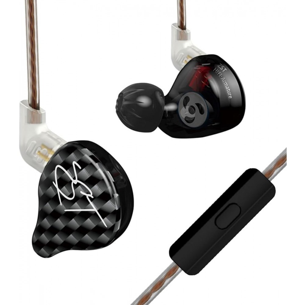 KZ ZST Black With Mic - IEM 3,5 In Ear Monitor Earphones, Dynamic Hybrid Dual Driver 1BA+1DD KZ ZST Black With Mic - IEM 3,5 In Ear Monitor Earphones, Dynamic Hybrid Dual Driver 1BA+1DD