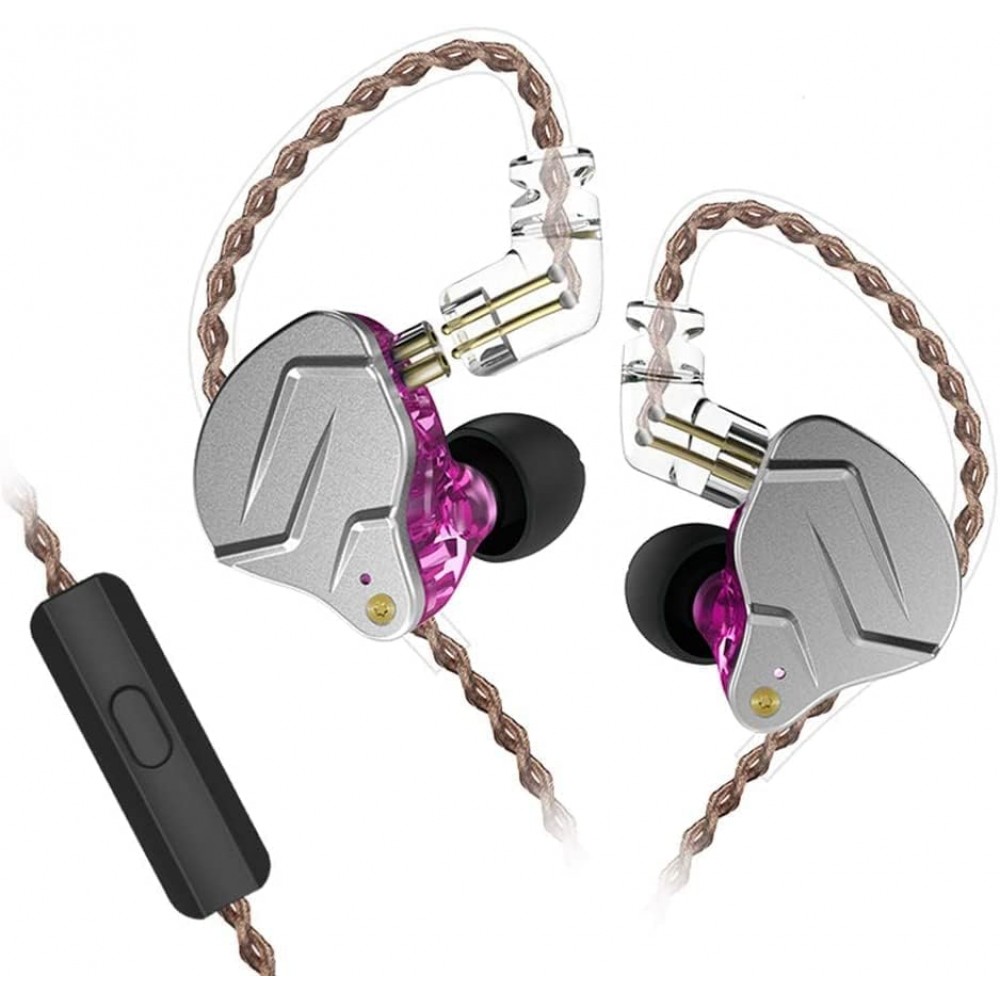 KZ ZSN PRO Purple Mic - IEM 3,5 In Ear Monitor Earphones, Dynamic Hybrid Dual Driver 1BA+1DD KZ ZSN PRO Purple Mic - IEM 3,5 In Ear Monitor Earphones, Dynamic Hybrid Dual Driver 1BA+1DD