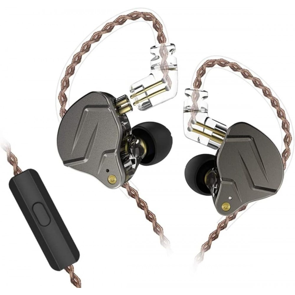 KZ ZSN PRO Grey Mic - IEM 3,5 In Ear Monitor Earphones, Dynamic Hybrid Dual Driver 1BA+1DD KZ ZSN PRO Grey Mic - IEM 3,5 In Ear Monitor Earphones, Dynamic Hybrid Dual Driver 1BA+1DD
