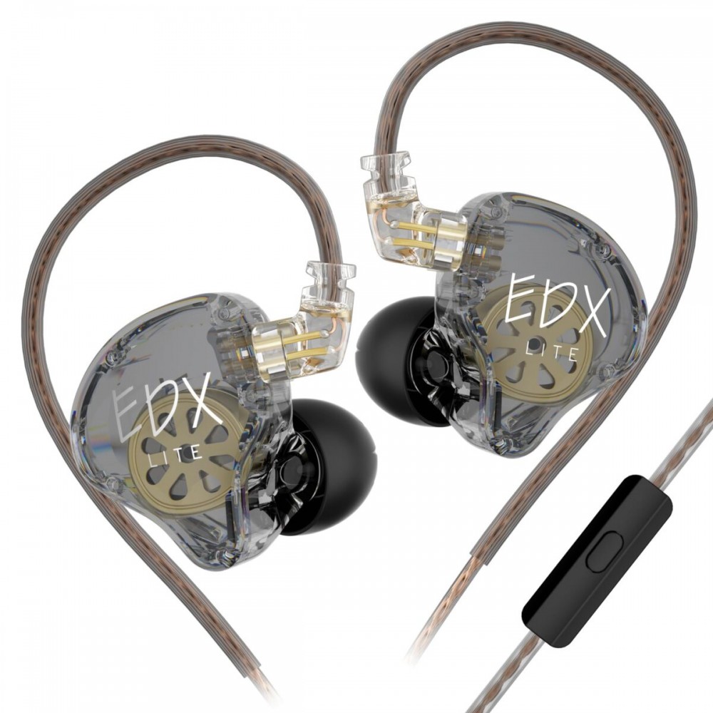 KZ EDX LITE Transparent Grey With MIC - IEM 3,5 In Ear Monitor Earphones, Super-Linear, HIFI bass, N KZ EDX LITE Transparent Grey With MIC - IEM 3,5 In Ear Monitor Earphones, Super-Linear, HIFI bass, N