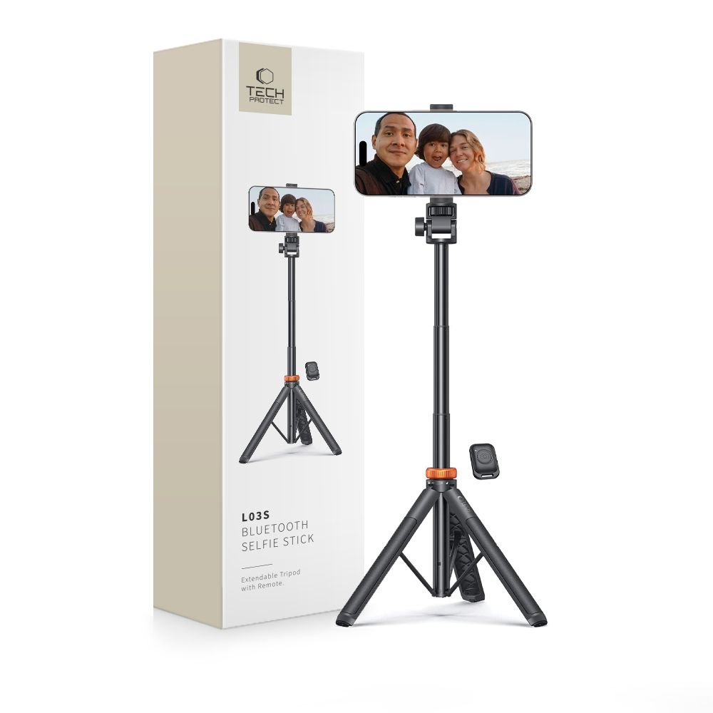 Tech-Protect selfie stick Bluetooth, με τρίποδο L03S - Μαύρο Tech-Protect selfie stick Bluetooth, με τρίποδο L03S - Μαύρο