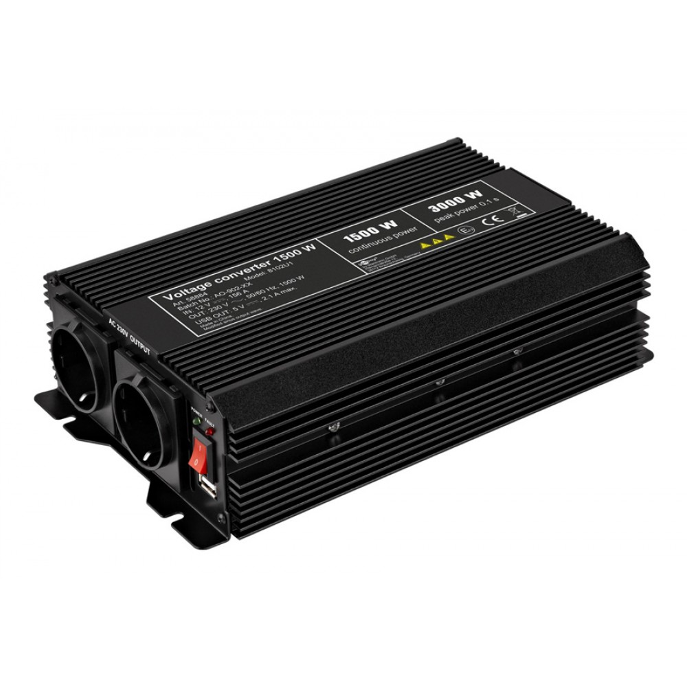 GOOBAY inverter αυτοκινήτου 58884, 12V σε 230V, 1500W, USB 2.1A GOOBAY inverter αυτοκινήτου 58884, 12V σε 230V, 1500W, USB 2.1A