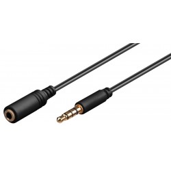 GOOBAY προέκταση καλωδίου ήχου 3.5mm 62481, 4 pin stereo, CU, 5m, μαύρο