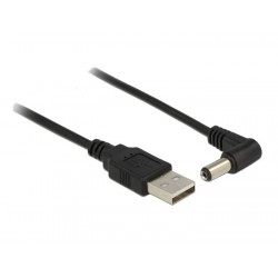 DELOCK καλώδιο USB σε DC 5.5 x 2.1mm 83578, γωνιακό, 1.5m, μαύρο