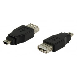 POWERTECH adapter USB 2.0 (F) σε USB Mini (Μ) CAB-U141, μαύρο