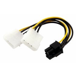 POWERTECH Καλώδιο PCI-E 6pin σε 2x molex IDE 4pin CAB-W031, 10cm