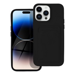 Forcell Card Back Cover Σιλικόνης με Υποδοχή για Κάρτες Μαύρο (iPhone 14 Pro Max)