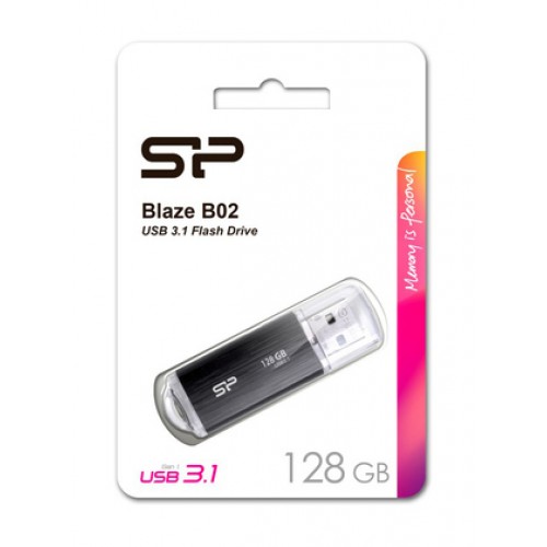 SILICON POWER USB Flash Drive Blaze B02, 128GB, USB 3.2, μαύρο