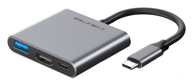 CABLETIME docking station CMHD31, 3 θυρών, USB-C, 60W PD, 4K, γκρι