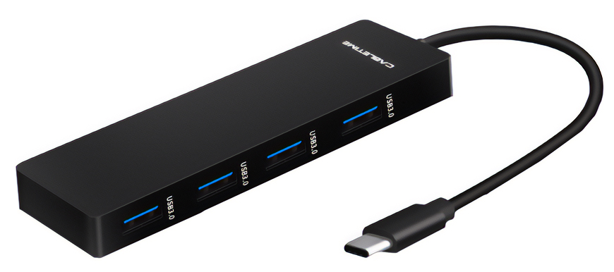 CABLETIME USB hub CT-HUB4E, 4x θυρών, 5Gbps, USB-C σύνδεση, μαύρο