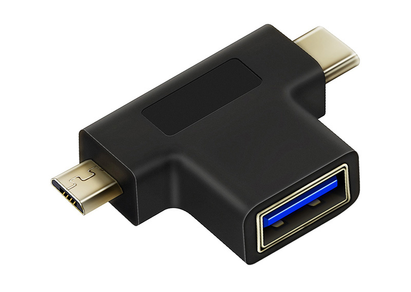 CABLETIME αντάπτορας USB 3.0 σε USB-C &amp; Micro USB C160, μαύρος