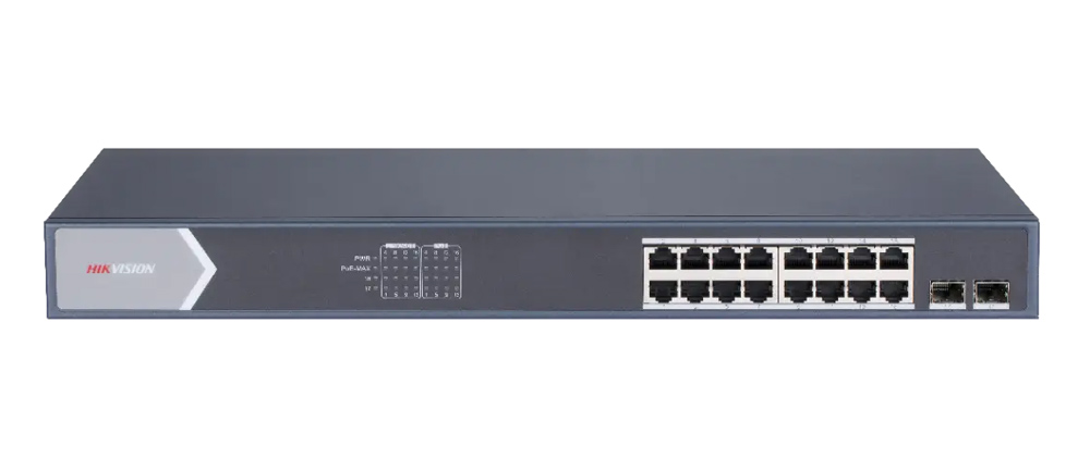 HIKVISION Managed switch DS-3E1518P-SI, 16x PoE &amp; 2x SFP ports, 1000Mbps