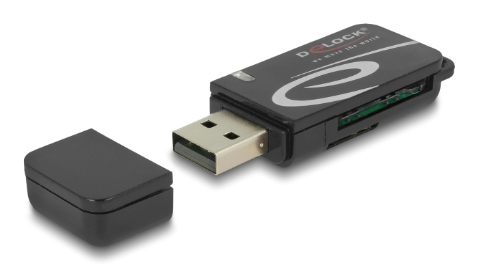 DELOCK card reader 91602 για SD &amp; micro SD, USB, 480Mbps, μαύρο