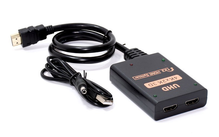 POWERTECH HDMI splitter CAB-H173, 1-in σε 2-out, 4K/30Hz, HDR/HDCP, μαύρο