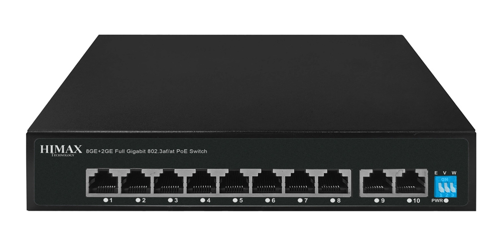 HIMAX PoE switch PS1802G, 8x Ethernet PoE &amp; 2x Ethernet θύρες, έως 1000Mbps