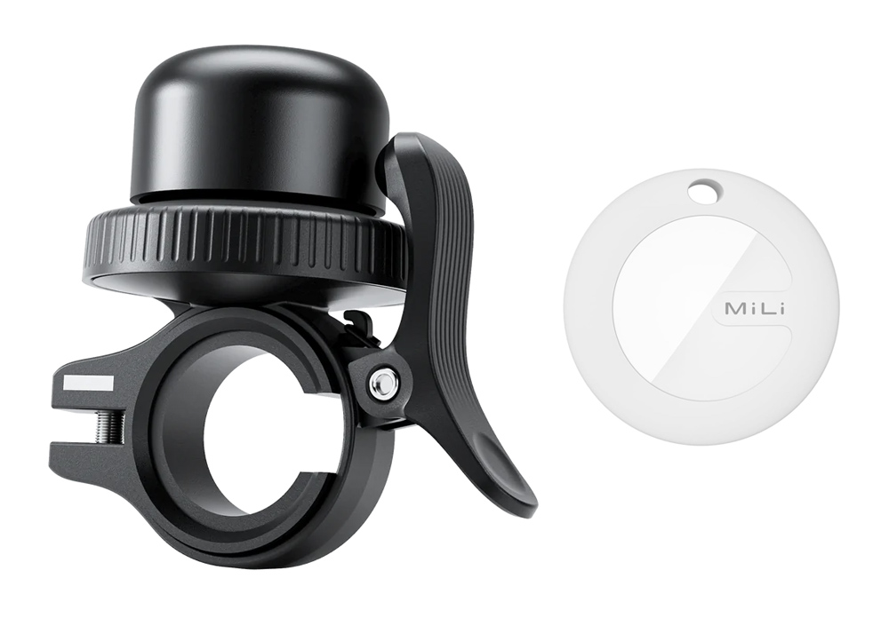 MILI κουδούνι ποδηλάτου με smart tag MiTag Duo, iOS &amp; Android, Bluetooth tracker, μαύρο/λευκό