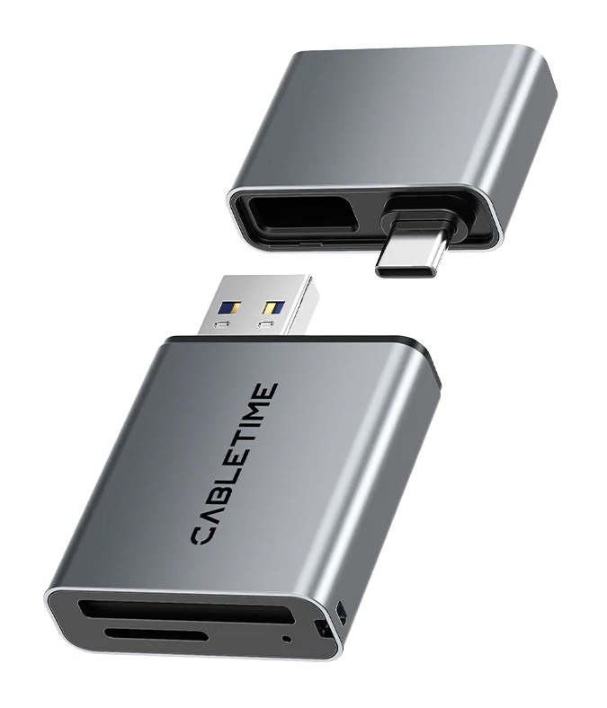 CABLETIME card reader CT-ACCD3-AG για SD &amp; micro SD, USB 3.0, 5Gbps, γκρι