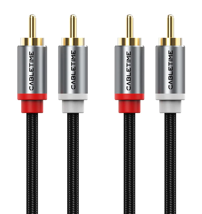 CABLETIME καλώδιο ήχου 2x RCA σε 2x RCA CT-RCA, 2m, μαύρο
