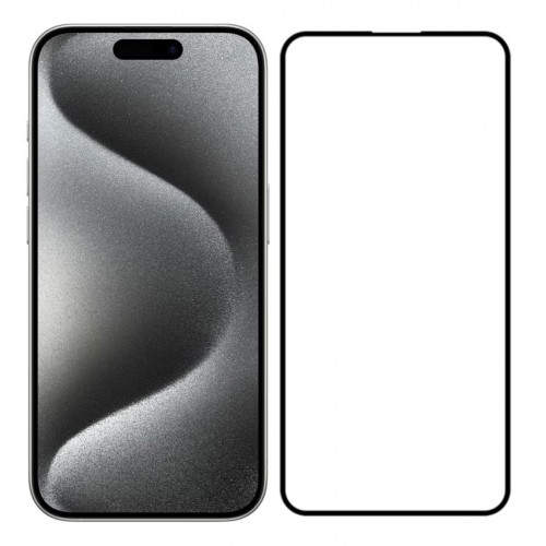 9H Full Face Tempered Glass Μαύρο Super-A+ (iPhone 15 Pro Max)